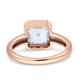 Bezel Set 7mmX7mm Asscher Engagement Ring Cubic Zirconia 925 Sterling Silver