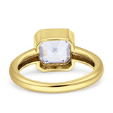 Bezel Set 7mmX7mm Asscher Engagement Ring Cubic Zirconia 925 Sterling Silver