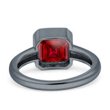 Bezel Set 7mmX7mm Asscher Engagement Ring Cubic Zirconia 925 Sterling Silver