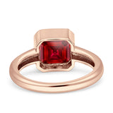 Bezel Set 7mmX7mm Asscher Engagement Ring Cubic Zirconia 925 Sterling Silver