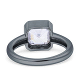 Bezel Set 8mmX8mm Asscher Engagement Ring Cubic Zirconia 925 Sterling Silver