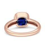 Bezel Set 7mmX7mm Cushion Engagement Ring Cubic Zirconia 925 Sterling Silver