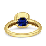 Bezel Set 7mmX7mm Cushion Engagement Ring Cubic Zirconia 925 Sterling Silver