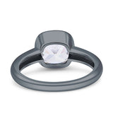 Bezel Set 7mmX7mm Cushion Engagement Ring Cubic Zirconia 925 Sterling Silver