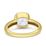 Bezel Set 7mmX7mm Cushion Engagement Ring Cubic Zirconia 925 Sterling Silver