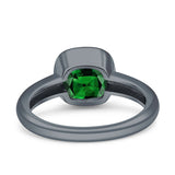 Bezel Set 7mmX7mm Cushion Engagement Ring Cubic Zirconia 925 Sterling Silver