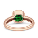 Bezel Set 7mmX7mm Cushion Engagement Ring Cubic Zirconia 925 Sterling Silver