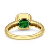 Bezel Set 7mmX7mm Cushion Engagement Ring Cubic Zirconia 925 Sterling Silver