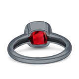 Bezel Set 7mmX7mm Cushion Engagement Ring Cubic Zirconia 925 Sterling Silver