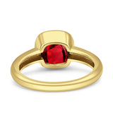 Bezel Set 7mmX7mm Cushion Engagement Ring Cubic Zirconia 925 Sterling Silver