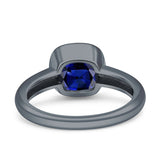 Bezel Set 8mmX8mm Cushion Engagement Ring Cubic Zirconia 925 Sterling Silver