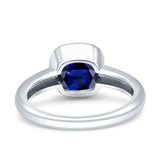 Bezel Set 8mmX8mm Cushion Engagement Ring Cubic Zirconia 925 Sterling Silver