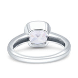 Bezel Set 8mmX8mm Cushion Engagement Ring Cubic Zirconia 925 Sterling Silver
