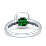 Bezel Set 8mmX8mm Cushion Engagement Ring Cubic Zirconia 925 Sterling Silver