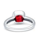 Bezel Set 8mmX8mm Cushion Engagement Ring Cubic Zirconia 925 Sterling Silver