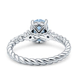 Twisted Rope Hidden Halo Oval Engagement Ring Cubic Zirconia 925 Sterling Silver
