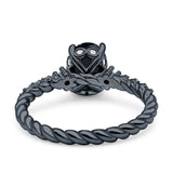 Twisted Rope Hidden Halo Oval Engagement Ring Cubic Zirconia 925 Sterling Silver