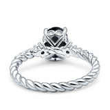 Twisted Rope Hidden Halo Oval Engagement Ring Cubic Zirconia 925 Sterling Silver