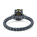 Twisted Rope Hidden Halo Oval Engagement Ring Cubic Zirconia 925 Sterling Silver