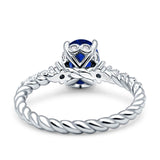 Twisted Rope Hidden Halo Oval Engagement Ring Cubic Zirconia 925 Sterling Silver
