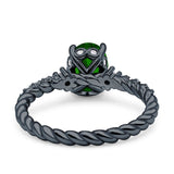 Twisted Rope Hidden Halo Oval Engagement Ring Cubic Zirconia 925 Sterling Silver