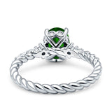 Twisted Rope Hidden Halo Oval Engagement Ring Cubic Zirconia 925 Sterling Silver