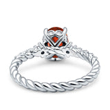 Twisted Rope Hidden Halo Oval Engagement Ring Cubic Zirconia 925 Sterling Silver