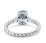 Hidden Halo Twisted Rope Oval Lab Alexandrite Engagement Ring