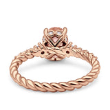 Twisted Rope Hidden Halo Oval Engagement Ring Cubic Zirconia 925 Sterling Silver