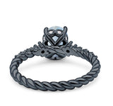 Hidden Halo Twisted Rope Oval Natural Moonstone Engagement Ring