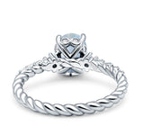 Hidden Halo Twisted Rope Oval Natural Moonstone Engagement Ring