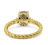Hidden Halo Twisted Rope Oval Natural Rutilated Quartz Engagement Ring
