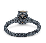Hidden Halo Twisted Rope Oval Natural Chocolate Brown Smoky Quartz Engagement Ring
