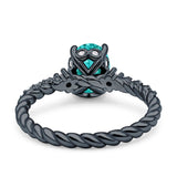 Twisted Rope Hidden Halo Oval Engagement Ring Cubic Zirconia 925 Sterling Silver