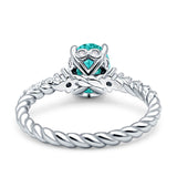 Twisted Rope Hidden Halo Oval Engagement Ring Cubic Zirconia 925 Sterling Silver