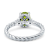 Twisted Rope Hidden Halo Oval Engagement Ring Cubic Zirconia 925 Sterling Silver