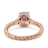 Twisted Rope Hidden Halo Oval Engagement Ring Cubic Zirconia 925 Sterling Silver