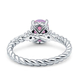 Twisted Rope Hidden Halo Oval Engagement Ring Cubic Zirconia 925 Sterling Silver