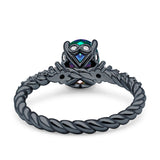Twisted Rope Hidden Halo Oval Engagement Ring Cubic Zirconia 925 Sterling Silver