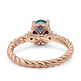 Twisted Rope Hidden Halo Oval Engagement Ring Cubic Zirconia 925 Sterling Silver