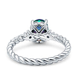 Twisted Rope Hidden Halo Oval Engagement Ring Cubic Zirconia 925 Sterling Silver