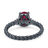 Twisted Rope Hidden Halo Oval Engagement Ring Cubic Zirconia 925 Sterling Silver