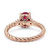 Twisted Rope Hidden Halo Oval Engagement Ring Cubic Zirconia 925 Sterling Silver