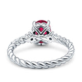 Twisted Rope Hidden Halo Oval Engagement Ring Cubic Zirconia 925 Sterling Silver