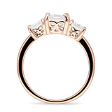 Asscher Cut Engagement Ring Three Stone Cubic Zirconia 925 Sterling Silver