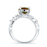 Art Deco Round Cubic Zirconia Infinity Leaf Design Bridal Ring 925 Sterling Silver