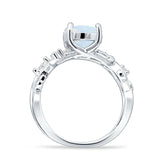 Art Deco Round Cubic Zirconia Infinity Leaf Design Bridal Ring 925 Sterling Silver
