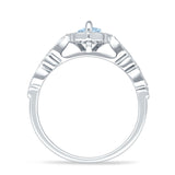 Art Deco Engagement Ring Halo Marquise Cubic Zirconia 925 Sterling Silver