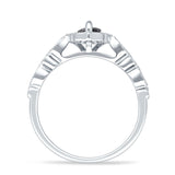 Art Deco Engagement Ring Halo Marquise Cubic Zirconia 925 Sterling Silver