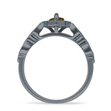 Art Deco Engagement Ring Halo Marquise Cubic Zirconia 925 Sterling Silver